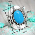 Bohemian Ethnic Style Vintage Exaggerated Oval Women Ring With Turquoise Statement Design view 4