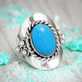 Bohemian Ethnic Style Vintage Exaggerated Oval Women Ring With Turquoise Statement Design view 2