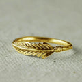 Vintage Feather Zircon Ring For Women, Antique Finish Light Luxury Engagement Jewelry view 6