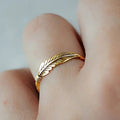 Vintage Feather Zircon Ring For Women, Antique Finish Light Luxury Engagement Jewelry view 4