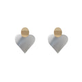 Light Luxury Two Tone Alloy Oval Stud Brushed Silver Heart Drop Minimalist Statement Earrings view 5