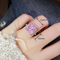 Pink Square Ring And Necklace Set, Luxury Classic Evening Banquet Jewelry Accessories view 4