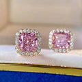 Pink Square Ring And Necklace Set, Luxury Classic Evening Banquet Jewelry Accessories view 1