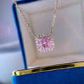 Pink Square Ring And Necklace Set, Luxury Classic Evening Banquet Jewelry Accessories view 3