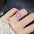 Pink Square Ring And Necklace Set, Luxury Classic Evening Banquet Jewelry Accessories view 2