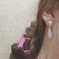 Korean Style Pear Shaped Stud Earrings Luxury Court Water Drop Bridal Dress Earrings view 3