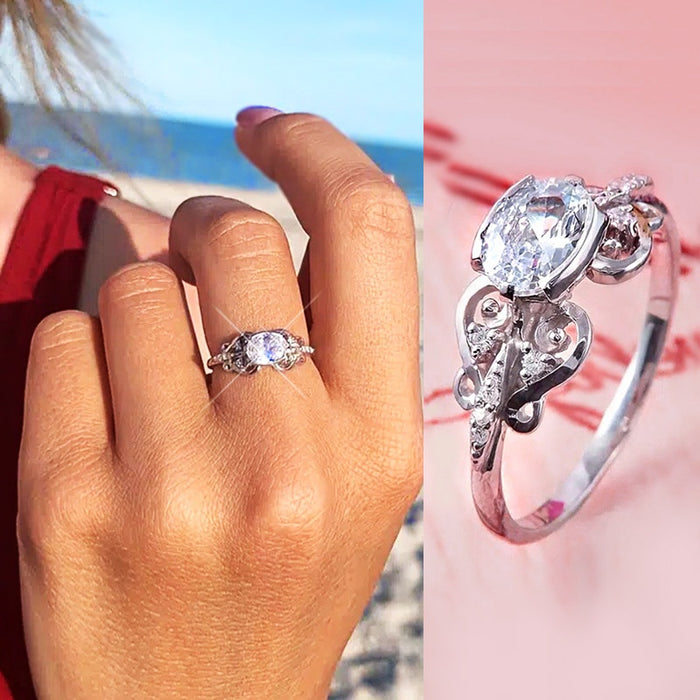 Zircon Wedding Prop Ring, Fashion Lace Micro Pave Oval Shape Hot Selling Women's Finger Ring
