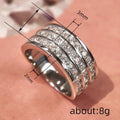 Starry Full Zircon Luxury Engagement Stack Ring, Three Layer Hip Hop Band Ring For Fashion Jewelry view 5