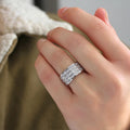 Starry Full Zircon Luxury Engagement Stack Ring, Three Layer Hip Hop Band Ring For Fashion Jewelry view 4