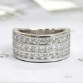 Starry Full Zircon Luxury Engagement Stack Ring, Three Layer Hip Hop Band Ring For Fashion Jewelry view 3