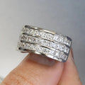 Starry Full Zircon Luxury Engagement Stack Ring, Three Layer Hip Hop Band Ring For Fashion Jewelry view 1