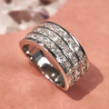 Starry Full Zircon Luxury Engagement Stack Ring, Three Layer Hip Hop Band Ring For Fashion Jewelry view 2