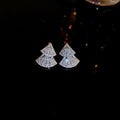 Light Luxury Zircon Triangle Fan Stud Earrings Korean Minimalist Geometric Silver Needle Jewelry view 2