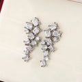 Korean Style Sparkling Micro Pave Zircon Stud Earrings Geometric Diamond Round Square Bridal Earrings view 4