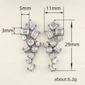 Korean Style Sparkling Micro Pave Zircon Stud Earrings Geometric Diamond Round Square Bridal Earrings view 5