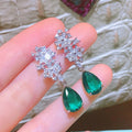 European Fashion Long Teardrop Pear Shape Earrings, Floral Elegant Statement Jewelry For Women view 3
