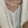 Minimalist Long Faux Pearl Geometric Sweater Necklace For Elegant Winter Commute Style view 3