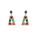 Luxury Geometric Trapezoid Alloy Drop With Colorful Crystal Rhinestone Inlay Statement Earrings view 5