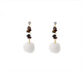 Women's Vintage Winter Geometric Beaded Faux Fur Pom Pom Rhinestone Alloy Stud Dangle Earrings view 5