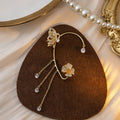 Elegant Zircon Butterfly Flower Ear Cuff Wrap Chain Tassel Asymmetric Luxury Alloy Stud Earrings view 4