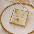 Elegant Zircon Butterfly Flower Ear Cuff Wrap Chain Tassel Asymmetric Luxury Alloy Stud Earrings view 2