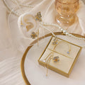 Elegant Zircon Butterfly Flower Ear Cuff Wrap Chain Tassel Asymmetric Luxury Alloy Stud Earrings view 1