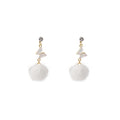 Elegant Alloy Rhinestone Butterfly Tassel Long Drop With Soft Fur Pom Pom Winter Fashion Earrings view 5