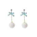 Silver Needle Colorful Cartoon Bear Pom Pom Earrings With Cloud Asymmetric Cute Creative Design view 5