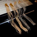 Gold Plated Zinc Alloy Triangle Tassel Drop Earrings With Silver Posts Chic Minimalist Jewelry view 2