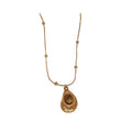 French Vintage Light Luxury Stainless Steel Faux Tiger Eye Teardrop Sweater Necklace view 5
