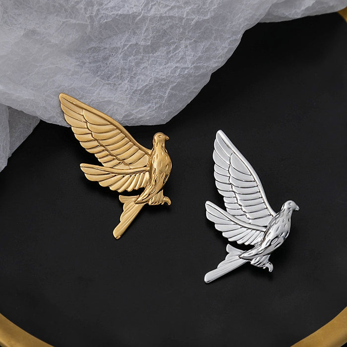 Light Luxury Metal Peace Dove Animal Brooch Creative Clothing Accessory Pin For Women