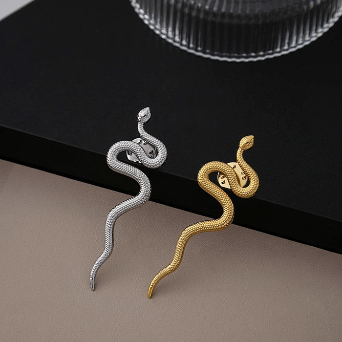 Exaggerated Snake Shape Brooch, Creative Minimalist Animal Clothing Accessory Lapel Pin
