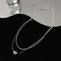 Copper Heart Double Layer Snake Bone Necklace Minimalist Sweet Cool Korean Style Jewelry view 2