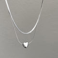 Copper Heart Double Layer Snake Bone Necklace Minimalist Sweet Cool Korean Style Jewelry view 4