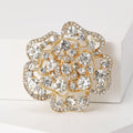 Alloy Rhinestone Rose Brooch For Elegant Lapel And Scarf Pin view 2