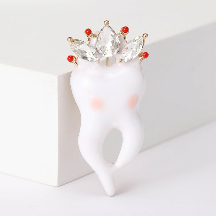 Alloy Rhinestone Tooth Brooch Pin For Creative Clothing Decoration