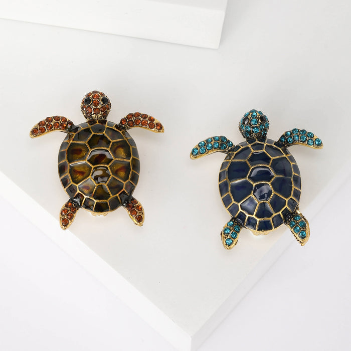 Alloy Rhinestone Turtle Brooch Pin For Creative Animal Clothing Decor