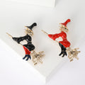 Alloy Enamel Witch Broom Brooch Creative Fashion Clothing Lapel Pin view 1