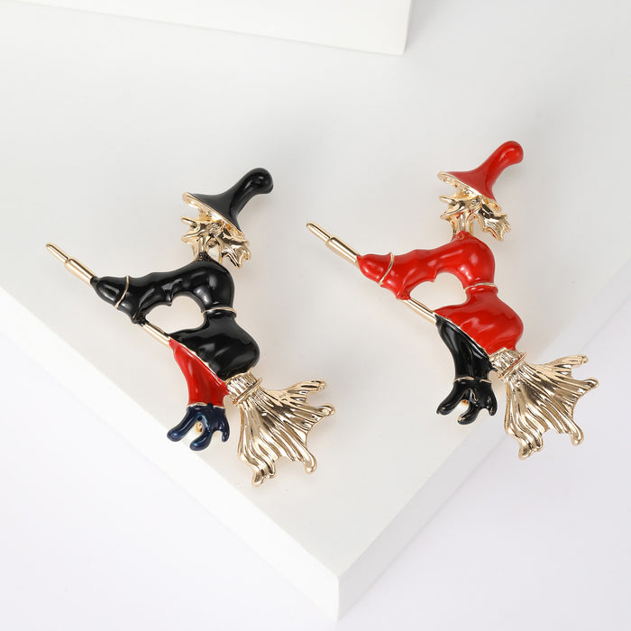 Alloy Enamel Witch Broom Brooch Creative Fashion Clothing Lapel Pin