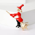 Alloy Enamel Witch Broom Brooch Creative Fashion Clothing Lapel Pin view 2