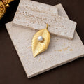 Korean Retro Minimalist Leaf Brooch With Pearl Niche Elegant Clothing Accessory view 2