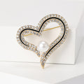 Alloy Pearl Rhinestone Heart Brooch Pin For Coats And Shawls – Gold view 4