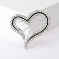 Alloy Pearl Rhinestone Heart Brooch Pin For Coats And Shawls – Gold view 2