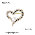 Alloy Pearl Rhinestone Heart Brooch Pin For Coats And Shawls – Gold view 6
