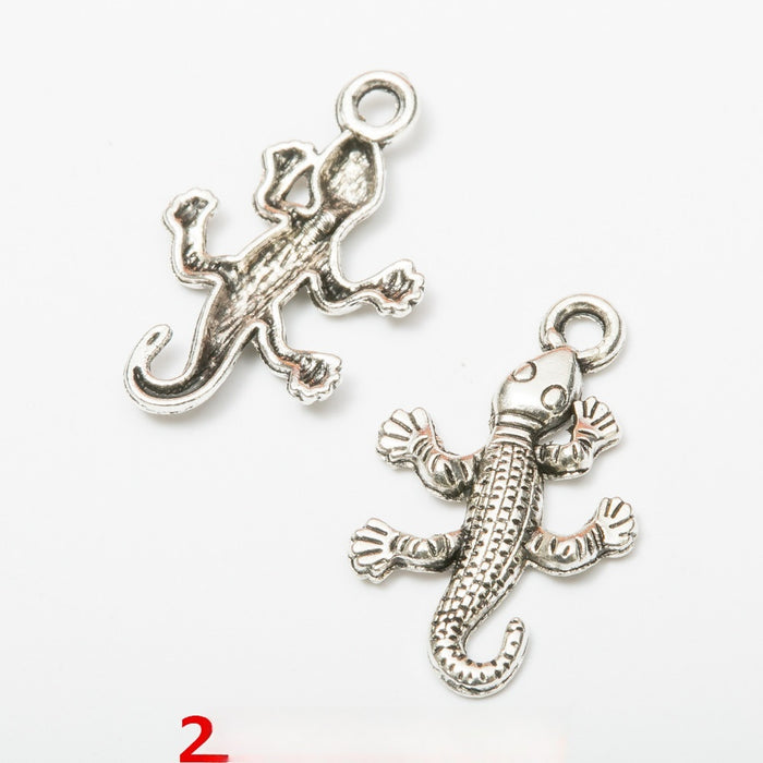 Antique Silver Zinc Alloy Gecko Charm Pendant No.677182 for DIY Necklace Bracelet Jewelry Making
