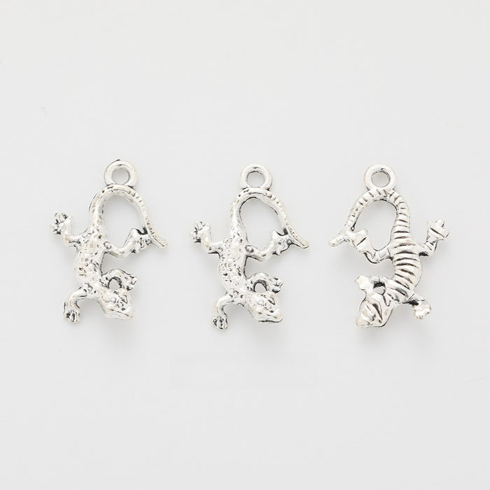 Antique Silver Zinc Alloy Gecko Charm Pendant for DIY Necklace Bracelet Jewelry Making