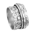 Copper Wide Band Index Finger Ring Star Moon Texture Vintage Sun God Statement Ring view 5