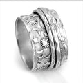 Copper Wide Band Index Finger Ring Star Moon Texture Vintage Sun God Statement Ring view 2