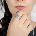 Copper Wide Band Index Finger Ring Star Moon Texture Vintage Sun God Statement Ring view 3