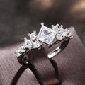 Princess Cut Simulated Moissanite Ring, European American Rhombus Starry Luxury Finger Ring view 2